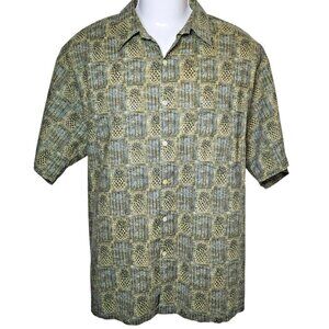Tori Richard Hawaiian Shirt L Men's Pineapple Geometric Cotton Lawn Made in Hawa